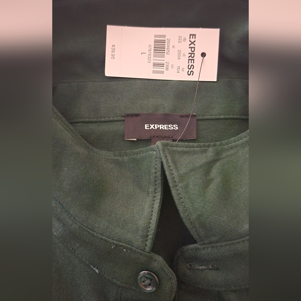 Express Forest Green Button-Up Jacket